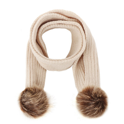 

Winter Warm Knitted Scarf Muffler Ribbed Warm Wool Scarfs Infant Toddler Newborn Baby Scarf with Pom Pom Balls