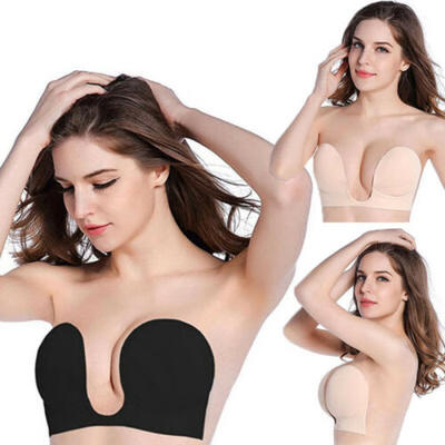 

Women Invisible Bra Silicone Gel Strapless Backless Adhesive Stick On Push Up US