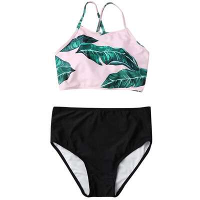 

Roseonmyhand Women Falbala High-waisted Bikini Set Push-Up Swimsuit Bathing