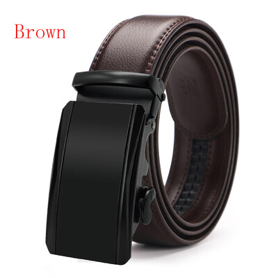 

New Automatic Buckle Cowskin Brown Belt Good Quality Genuine Leather Luxury Strap Male Belts For Men Jeans Wide 110-130cm long