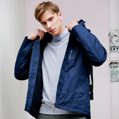 

Beijing made Jackets three-in-one two-piece autumn&winter warm detachable thickening fleece windproof waterproof jacket mountaineering clothes winter clothes men deep treasure blue M