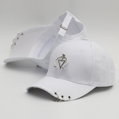 

New Cap Female Korean Chaopai Joker Student Stars with Spring&Summer Street Iron Ring Hip Hop Baseball Cap Male