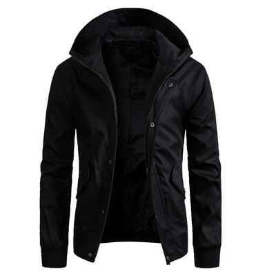 

Winter Men\S Solid Color Jacket Casual Hooded Coat