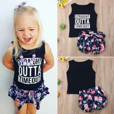 

Kids Baby Girls Clothes Sleeveless Tops Floral Shorts Summer Casual Outfits Set