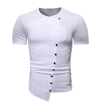 

Toponeto Mens New Pattern Casual Fashion Irregular Lapel Printing Short Sleeve Shirt