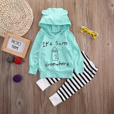 

Toddler Kids Baby Boy Girl Clothes Hooded Tops Jacket Pants Outfit 2PCS Set