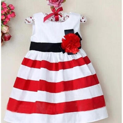 

Baby Girls Kid Toddler Summer Sleeveless Striped Party Outfit Clothes Sundress