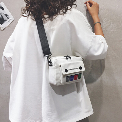 

Net red small bag female 2019 new casual ins Harajuku canvas bag Korean version of the wild broadband shoulder Messenger bag