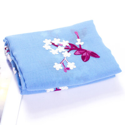 

2018 early spring new wild scarf retro embroidery national wind scarf wholesale cotton&linen embroidery scarf spot