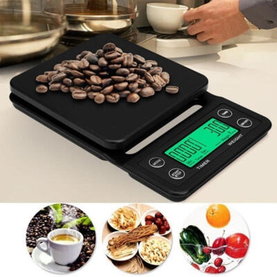 

Black Digital Kitchen Food Coffee Weighing ScaleTimer with Back-lit LCD Display