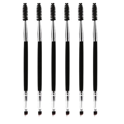 

6pcs Double Ended Eyebrow Brush Eyelash Brush Wooden Handle Eye Makeup Tool
