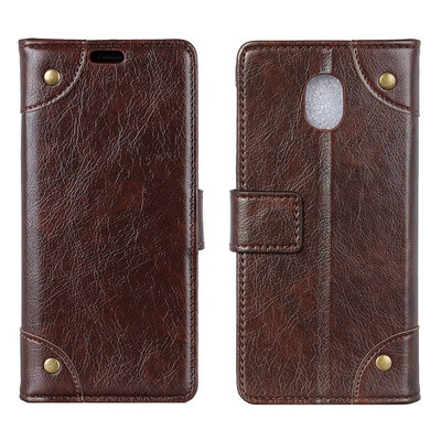 

MOONCASE Samsung Galaxy J7 2018 copper buckle nappa leather case - coffee