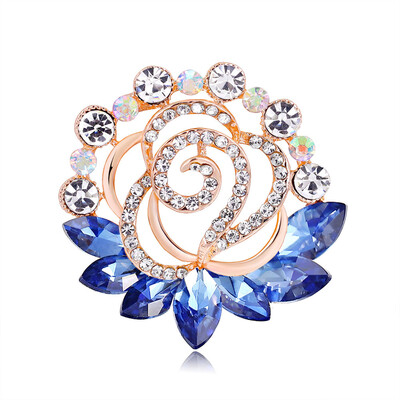 

Delicated Elegant Crystal Flower Brooch Rhinestone Scarf Cloth Accessories Pin Silk Scarf Buckle Clip Fashion Jewelry