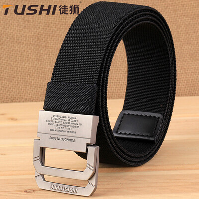 

Double ring buckle nylon elastic stretch belt Tactical outdoor belt male Korean version of woven canvas belt