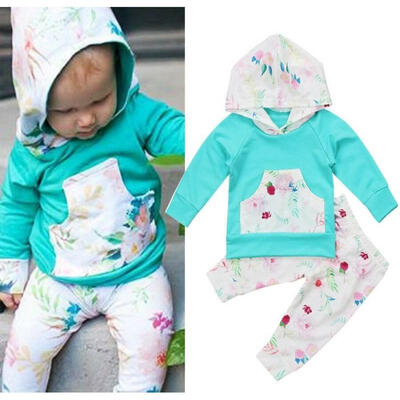 

Newborn Baby Girl Boy Hoodie Tops Pants 2Pcs Outfits Set Clothes 0-24M