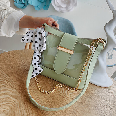 

Summer transparent bag female 2019 new wave Korean version of the wild Messenger bag chain shoulder bag fashion bucket bag