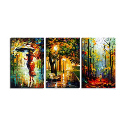 

3 Panels Abstract Romantic Print on Polyester Watercolor Oil Painting Modern Wall Art Home Decoration