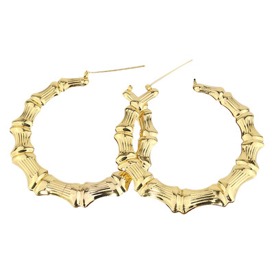 

Fashion Women Hollow Big HeartSquareCircleStar Embossed Bamboo Stud Earrings