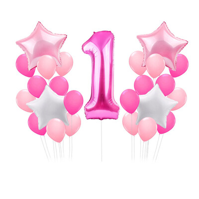 

Toponeto 25pcs Metallic Glossy One Year Old First Birthday 1 Month Number Float Balloon