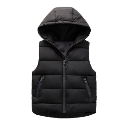 Children Girl Boys Baby Winter Warm Coats Vest Zipper Thick Hoodie Outerwear
