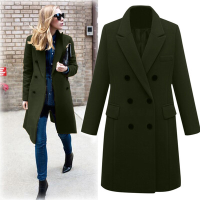 

Toponeto Womens Winter Lapel Wool Coat Trench Jacket Long Overcoat Outwear