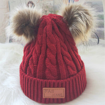 

Fashion Pompon Winter Caps Lovely Warm Knit Cap Baby Hat Boys Girls Pom Poms Hat