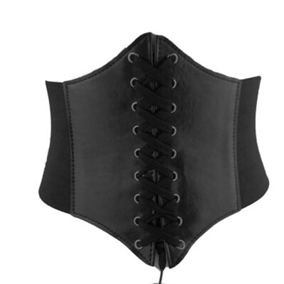 

Women Elastic Buckle Wide Waistband Waist Belt Adjustable Corset PU Leather Belt