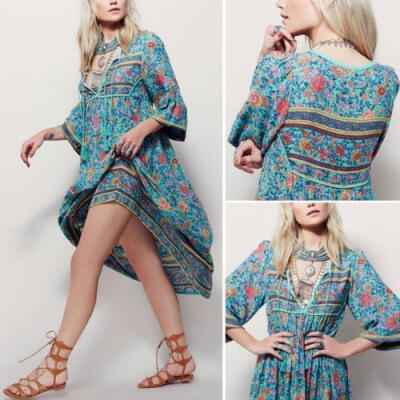 

Autumn Women Floral Chiffon Long Sleeve Casual Party VintageBoho Maxi Dress