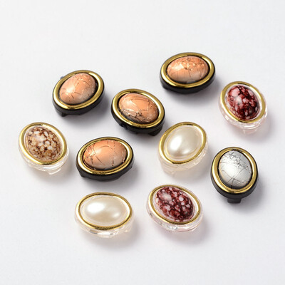 

Sew on Taiwan Acrylic Garment Accessories Oval Mixed Color 11x9x6mm Hole 1mm