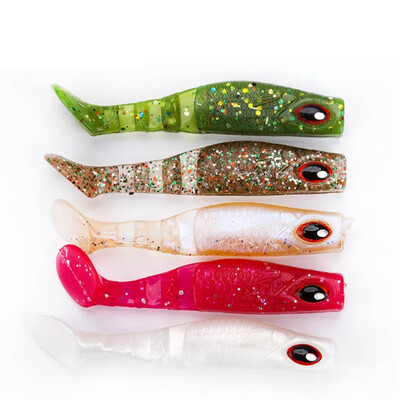 

5pcslot Fishing Soft Lure 4g75cm Bait Wobblers Fishing Lures T-tail Carp Artificial Lifelike 3D Eyes Soft Fishing Lure