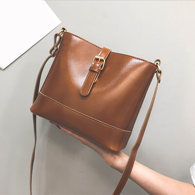 

Tailored Womens Fashion Flip Pure-Colour Oil Skin Retro Shoulder Bag Purse Bucket Bag
