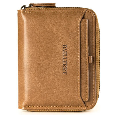 

Men Multifunctional Wallets Short Purse Clutch PU Leather Zipper Solid Credit Card Cover Holder Vintage Organizer