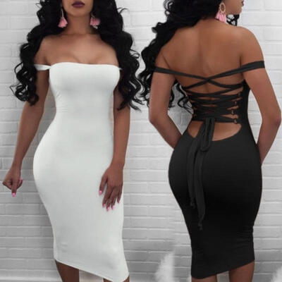 

Women Sexy Solid Sleeveless Fashion Bandage Bodycon Evening Party Mini Dress