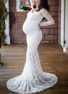

Sweet&Romantic Lace Maternity Maxi Dress