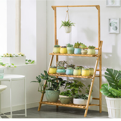 

Siaonvr Bamboo Hanging Plant Stand Planter Shelves Flower Pot Organizer Storage Rack