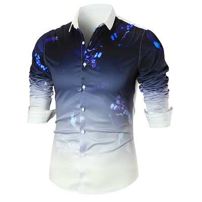 

Paint Print Dip-dye Long Sleeve Shirt