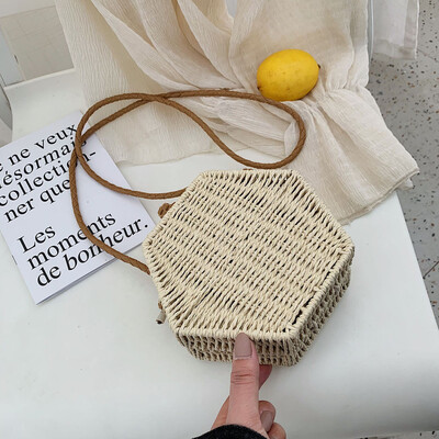 

Tailored Womens Fashion Retro Woven Shoulder Bag Solid Color Handbag Woven Bag Beach Bag