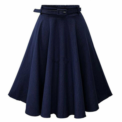 

Women Girl Summer Beach A-Line Skirt High Waist Slim Party Pleated Denim Skirts