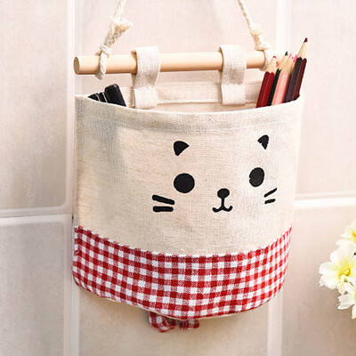 

Wall Door Hanging Organizer Cotton Lovely Cat Storage Bag Pocket Affordable