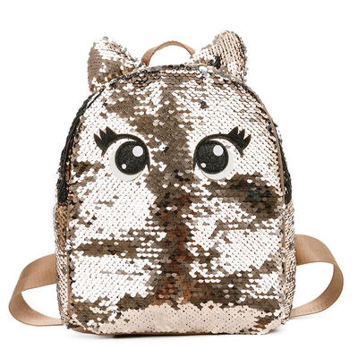 

Cute Eyes Print Small Backpacks Preppy Women Sequins Shoulder School Bags