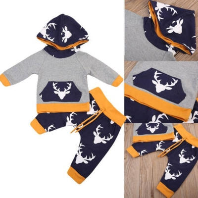 

Newborn Baby Girl Deer Hooded Tops Sweatshirt Pants Leggings Outfits Clothes Set