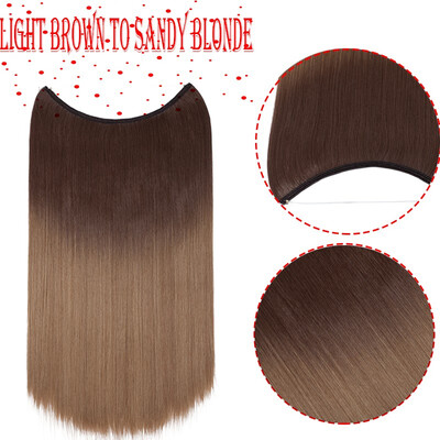 

20-22 inches Invisible Wire No Clips in Hair Extensions Secret Fish Line Hairpieces Silky Straight real natural Synthetic