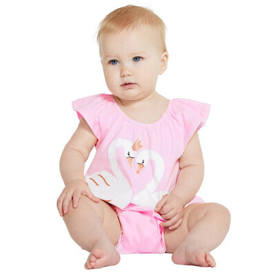 

Summer Kid Girl Sleeveless Bodysuits Sale Girl Pink 3D Swan Sleepwear One-Piece Bodysuits