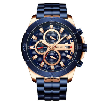 

CURREN 8337 Man Quartz Watch Waterproof Outdoor Minute Hour Chronograph Calendar Dial Alloy Band Male Wristwatch