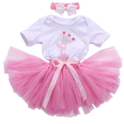 

Kids Baby Girl 1st First Birthday Dress One Year Clothing Set Tutu Cake Outfits