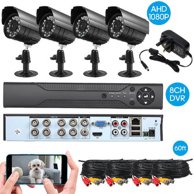 

8CH Security Camera System Full 1080P Video DVR Recorder with 4 1080P Indoor Outdoor Weatherproof CCTV Cameras