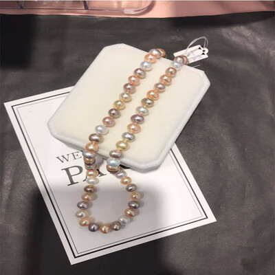 

Qingtian zhenzhu multicolored freshwater pearl necklace colored pearl s925 silver buckle color 16341
