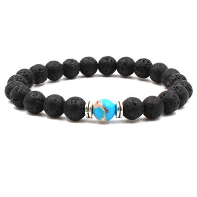 

8 mm Natural Stone Energy Volcanic Stone Chakra Yoga Manual Flanging Bracelet Unisex Pair Bracelet Jewellery Hot Gift