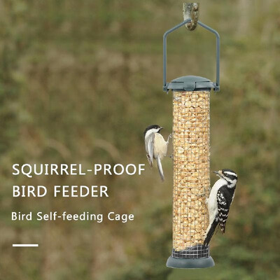 

Squirrel-proof Bird Feeder Free Seed Funnel Bird Self-feeding Seed Tube Cage Hanging on Tree