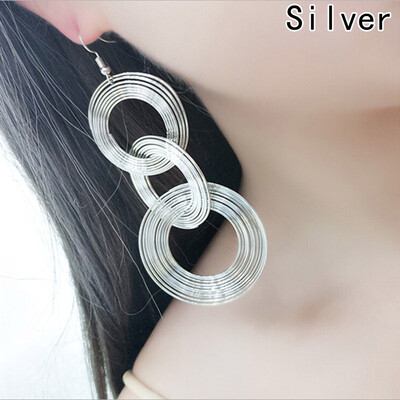 

Women Style Silver European Beautiful Jewelry Best Unique Earring Personality Circle Gold Magic